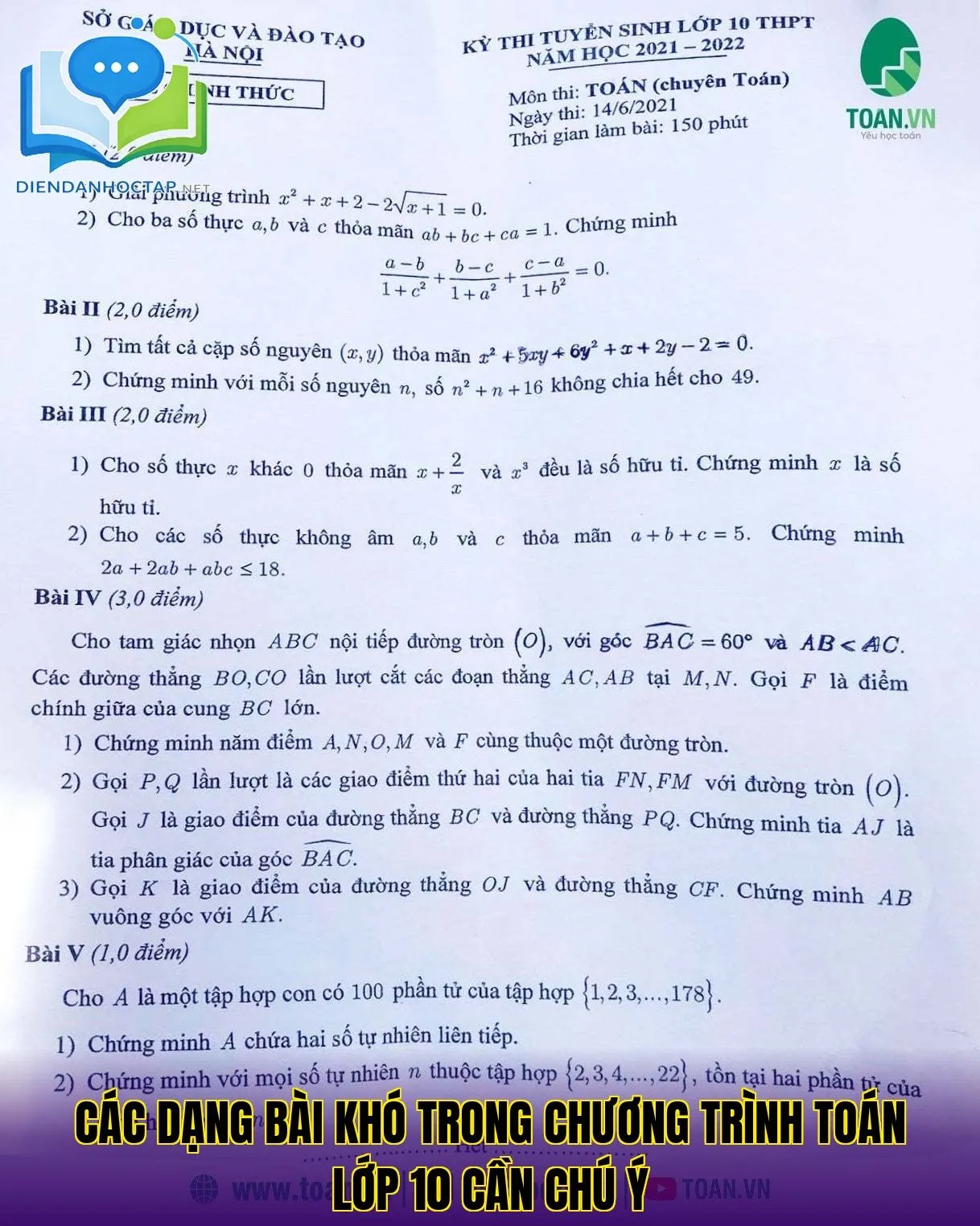 Các dạng bài khó trong chương trình Toán lớp 10 cần chú ý