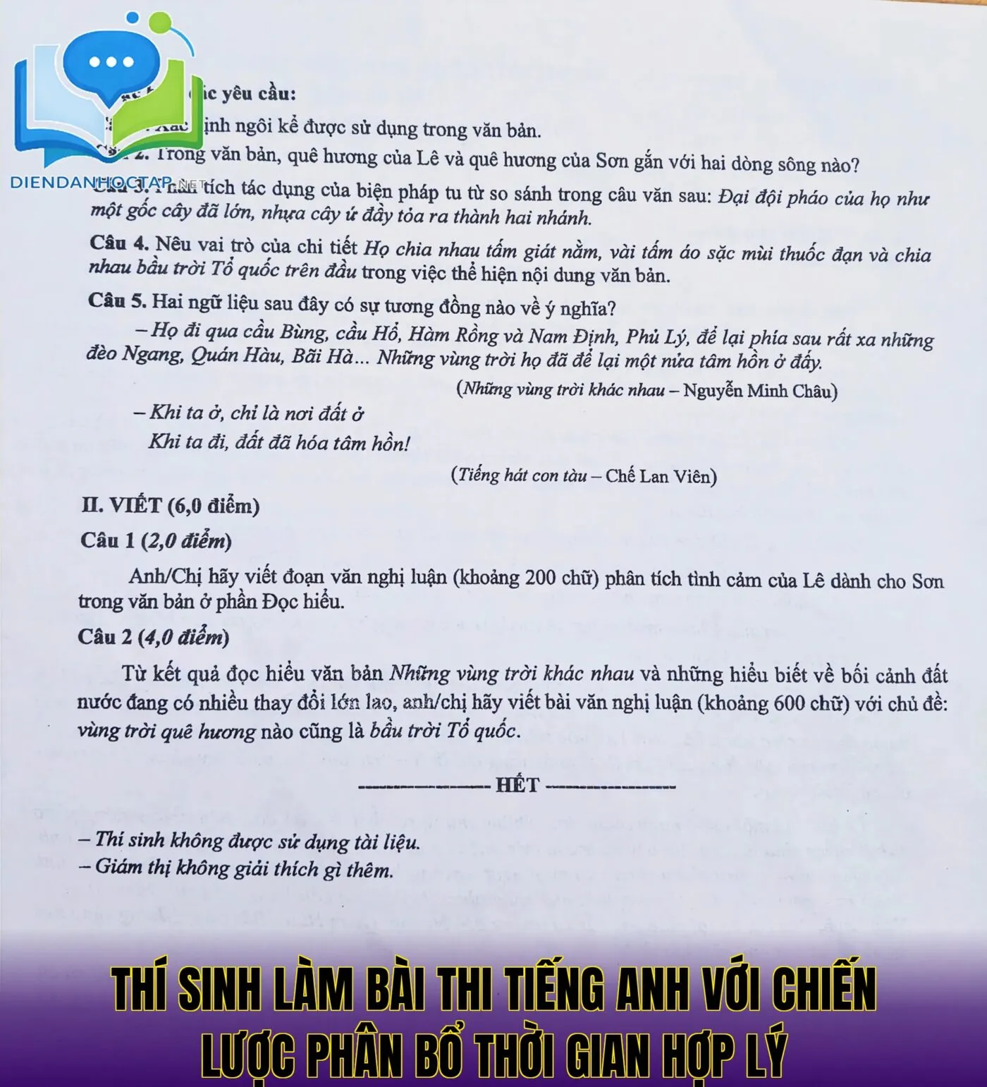 Thí sinh làm bài thi tiếng Anh với chiến lược phân bổ thời gian hợp lý