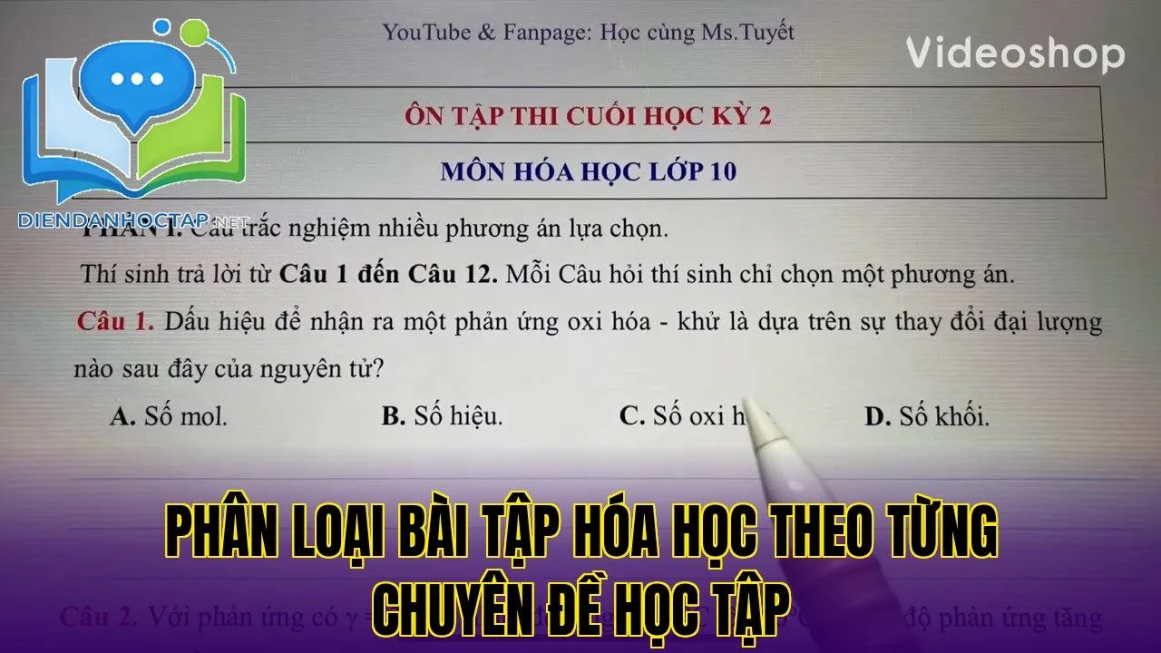 Phân loại bài tập hóa học theo từng chuyên đề học tập