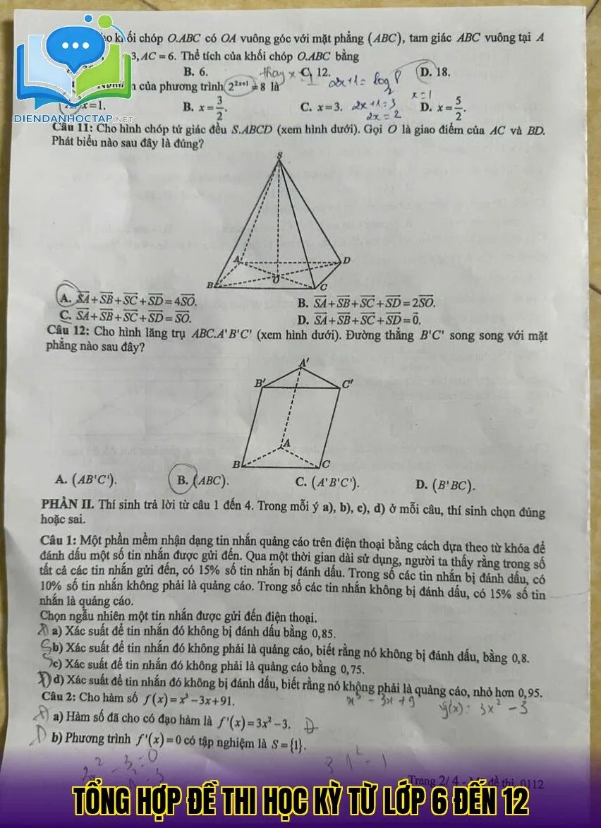 Tổng hợp đề thi học kỳ từ lớp 6 đến 12
